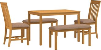 vidaXL Conjunto De Comedor 5 Uds. Gris Madera De Roble S&oacute;lido Vidaxl