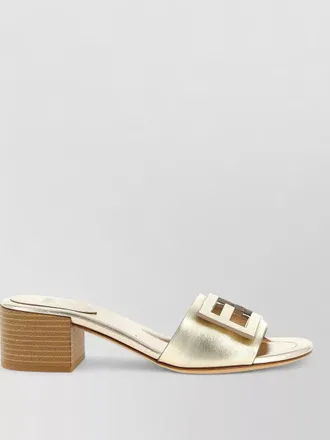 Fendi baguette slides sandals block heel open toe