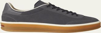 Loro Piana Mens Tennis Walk Suede T-Toe Low-Top Sneakers