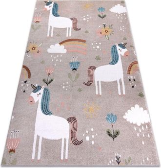 RugsX Rugsx - Alfombra Fun Sweety Para Ni&ntilde;os, Unicornio, Arcoiris Beige Multicolour 120x170 Cm