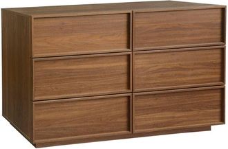 Sweeek wood effect storage chest of drawers 6 drawers walnut -Kuba L 120 x D 43 x H 75cm