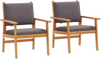 vidaXL Silla De Jard&iacute;n Con Coj&iacute;n 2 Pcs Marr&oacute;n Madera Maciza De Acacia Vidaxl