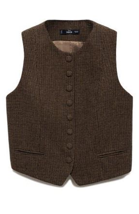 Mango Nimes Microcheck Waistcoat in Brown at Nordstrom Rack, Size Small