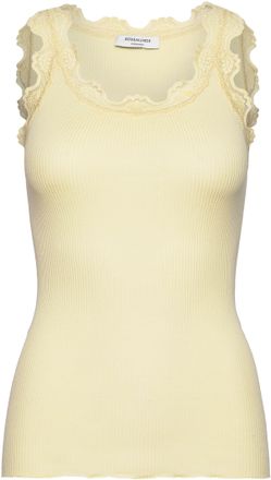 Rosemunde Tanktop ROSEMUNDE Babette Silk Top, Damen, Gr. XXL, gelb (zartgelb), Feinstrick, Obermaterial: 70% Seide, 30% Baumwolle, unifarben, k&ouml;rpernah h&uuml;ftbede