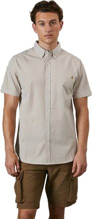 Maine Yellow Micro Grid Check Short Sleeve Shirt, XL, yellow