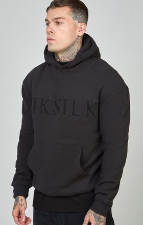 Siksilk Sudadera con capucha relajada con logo aplique negra para hombre SikSilk L