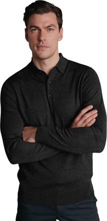 CHARLES TYRWHITT Pure Merino Polo Neck Sweater in Dark Charcoal at Nordstrom, Size Xxx-Large
