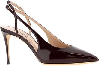 Casadei Womens Burgundy Leather Chanel Pumps Winsurf Scarpe Con Tacco High Heel Shoes
