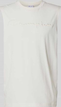 Champion Top mit Label-Stitching und Rundhalsausschnitt in Offwhite, Gr&ouml;&szlig;e XXL