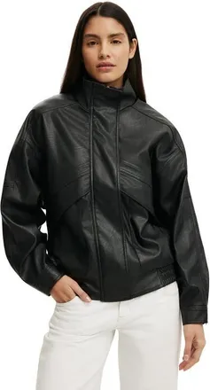 Cotton On Womens Theo Faux Leather Bomber in Black at Nordstrom, Size Xx-Small/x-Small