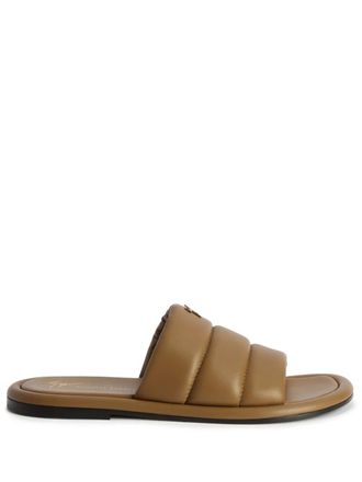 Giuseppe Zanotti Harmande padded slides - men - Rubber/Leather/Leather - 38 - Brown