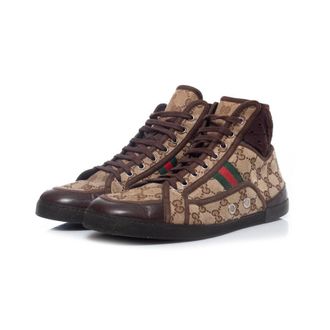 Gucci Pre-owned Mens GG canvas high top trainers - Brown - Size EU 42