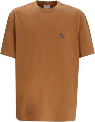 Isabel Marant Brown Crewneck Logo Embroidered T-Shirt