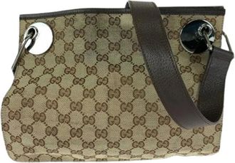 Gucci Pre-owned Shoulder Bags, female, Brown, Size: ONE SIZE Pre-owned Canvas Shoulder Bag