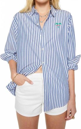 Mother The Bestie Shirt In White And Blue Stripe