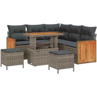 vidaXL Garden Sofa Set 8 pcs Grey 90 x 55 x 71 cm Poly Rattan vidaXL
