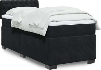 vidaXL Cama Box Spring Con Colch&oacute;n Cuero Sint&eacute;tico Negro 90x190 Cm Vidaxl