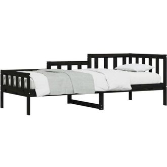 vidaXL Day Bed without Mattress Black 90x190 cm Single Solid Wood Pine Vidaxl
