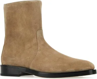 Ferragamo Mens Ankle Boot Beige Suede