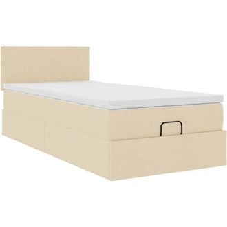 vidaXL Estructura De Cama Otomana Con Colch&oacute;n Tela Crema 80x200cm Vidaxl