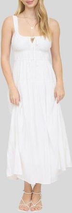 Blu Pepper Front Tie Fit & Flare Midi Dress in White at Nordstrom Rack, Size Medium