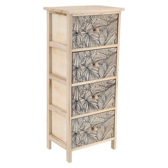 Tendance Paulownia Mdf Mueble De Chopo 4 Cajones Impreso Esteban Pomos De Madera - Negro Natural - Tendance