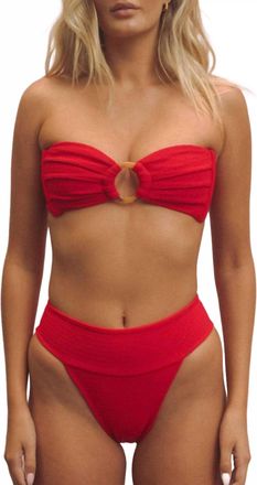 Montce Swim Tamarindo Bikini Bottom In Crimson Micro Scrunch