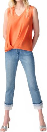 Joseph Ribkoff V Neck Sleeveless Pullover In Orange