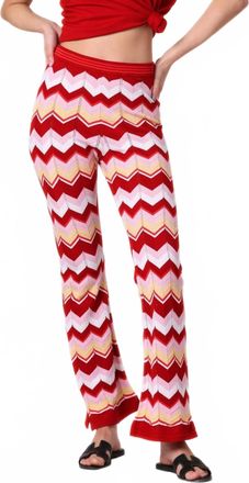 Minnie Rose Chevron Pointelle Pant In Red Multi Combo