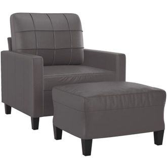 vidaXL Vidaxl - Sill&oacute;n Con Taburete Cuero Sint&eacute;tico Gris 60 Cm