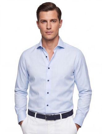 Olymp katoenen Olymp overhemd normale fit blauw effen