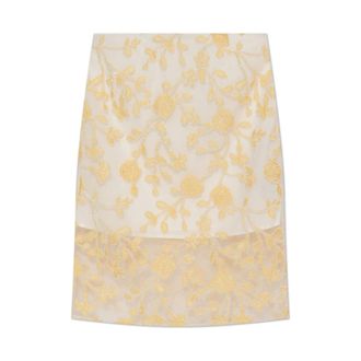 Rotate ROTATE Birger Christensen, Midi Skirts, female, Yellow, Size: XS Skirt with shimmering appliqués