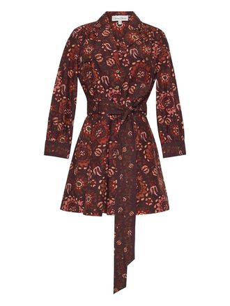 Cara Cara Leona floral-print belted midi dress - women - Cotton - M - Red