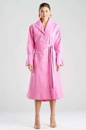 Natori Tech Cotton Taffeta Tunnel Belt Trapeze Dress in Fresh Pink at Nordstrom, Size Medium
