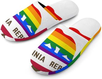 Generic California Gay Flag U.S.A. Mens House Slippers Slip Indoor Slipper On Shoes Warm Outdoor