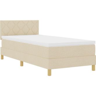 vidaXL vidaXL Box Spring Bed with Mattress & LED Cream 90x200 cm Fabric