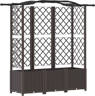 vidaXL Cama Elevada Con Trellis Y Techo Marr&oacute;n 163 X 40 X 138 Cm Pp Vidaxl