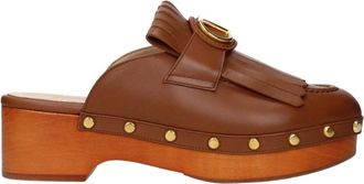 Valentino Garavani F84691 Leren Slippers - Dames - Klompen - Bruin - 36 EU - Leer - Schoenen