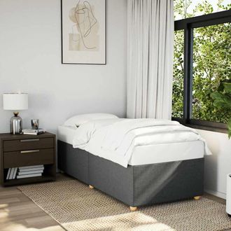 Berkfield Home Bed Frame without Mattress Dark Grey&not;Single&not;Fabric in Grey | Size: Single