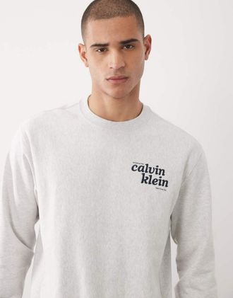 Calvin Klein Jeans Felpa sportiva grigia con grafica-Grigio