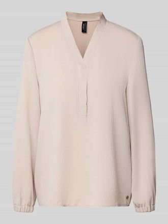 Marc Cain Regular Fit Bluse mit Tunka-Ausschnitt in Kitt, Größe 38