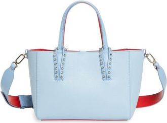 Christian Louboutin Mini Cabata Soft Leather East/West Tote in Ceruleo/silver at Nordstrom