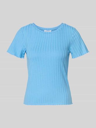 Rich & Royal T-Shirt aus Viskose-Mix in Ripp-Optik in Hellblau, Gr&ouml;&szlig;e XL