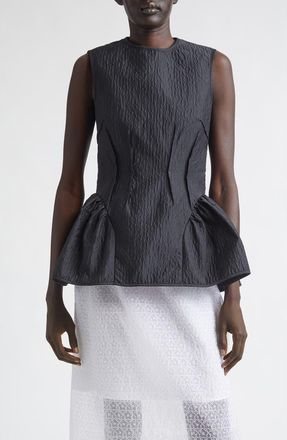 Cecilie Bahnsen CBdaimi Stria Matelass&eacute; Peplum Top in Black at Nordstrom, Size 10 Us