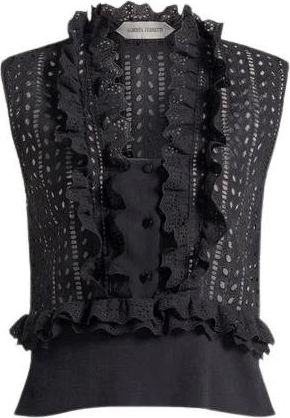 Alberta Ferretti Alberta Ferretti, Sleeveless Tops, female, Black, Size: L Guipure Lace Sleeveless Top