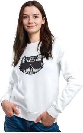 Karl Lagerfeld Witte Katoenen Sweatshirt - Dames - Sweatshirts - Wit - XL - Katoen - Hoodies & sweatvesten