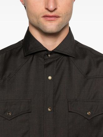 Brunello Cucinelli Mens Virgin Wool Shirt Ss25 M