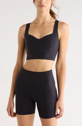 Zella Studio Luxe Sweetheart Sports Bra in Black at Nordstrom, Size Xx-Large