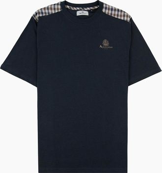 Aquascutum Mens Aquascutum Club Check Shoulder T-shirt Black - Size: 40