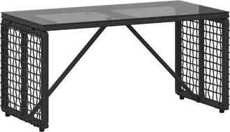 vidaXL Mesa De Exterior Negro 80 X 40 X 40 Cm Rattan Pe Y Cristal Vidaxl